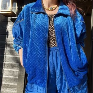 Vintage Blue and Gold Velour and Nylon Tracksuit